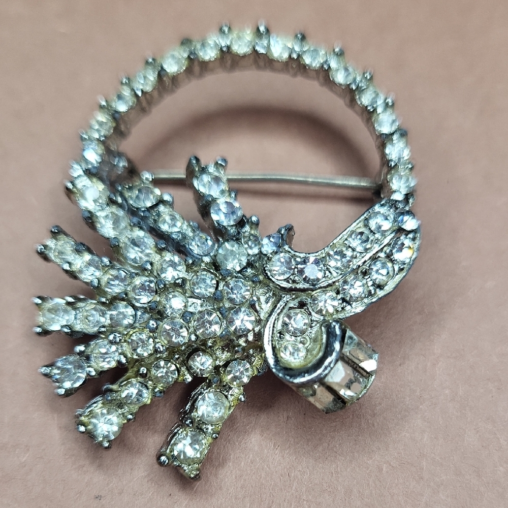 Vintage Silver Crystal Brooch